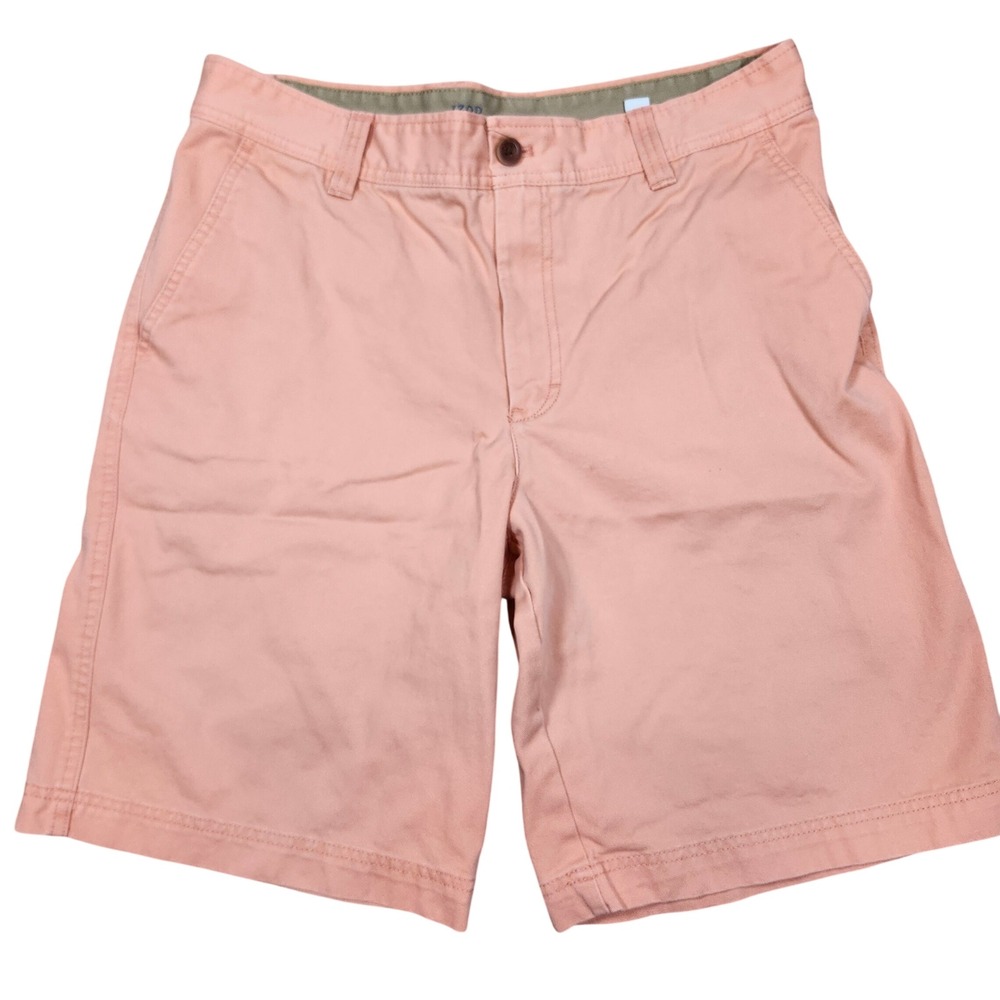 IZOD Saltwater Mens 34 Peach‎ 10.5 Inch Inseam Cotton Chino Shorts Flat Front